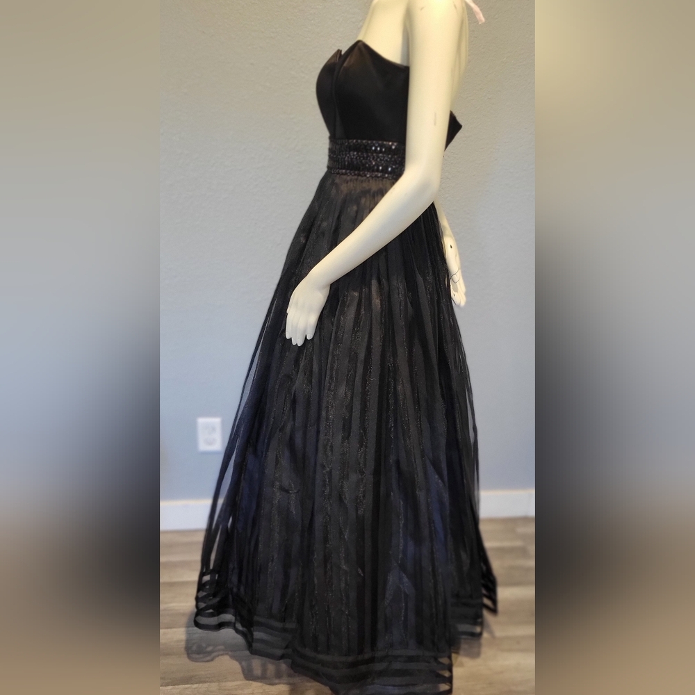 Rachel Allan Black Strapless Gown With Corset And Bra 3 Layer Size 2 - Picture 7 of 16